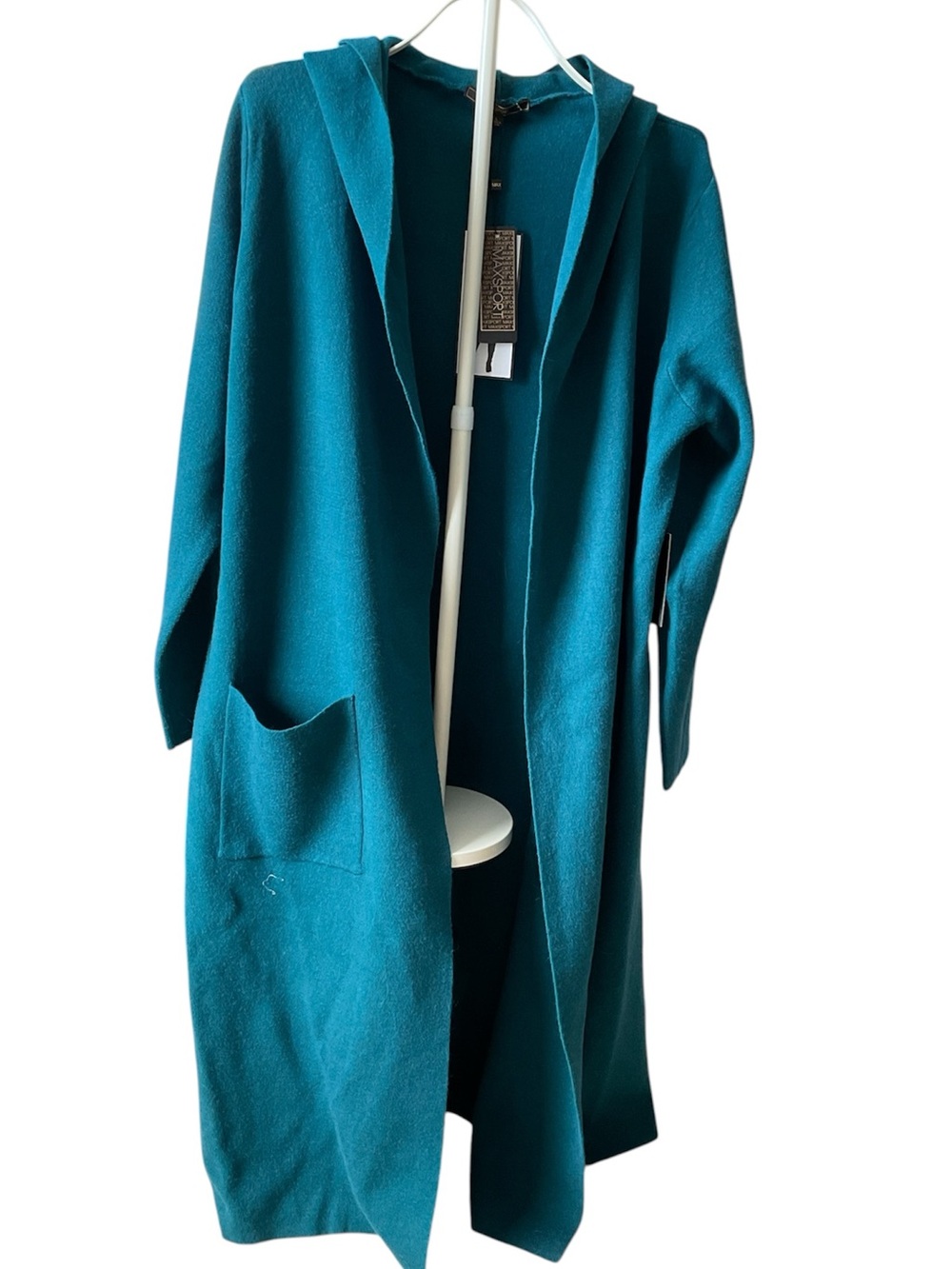Max Sport Teal Long Hoodie Open Cardigan NWT - Picture 2 of 8